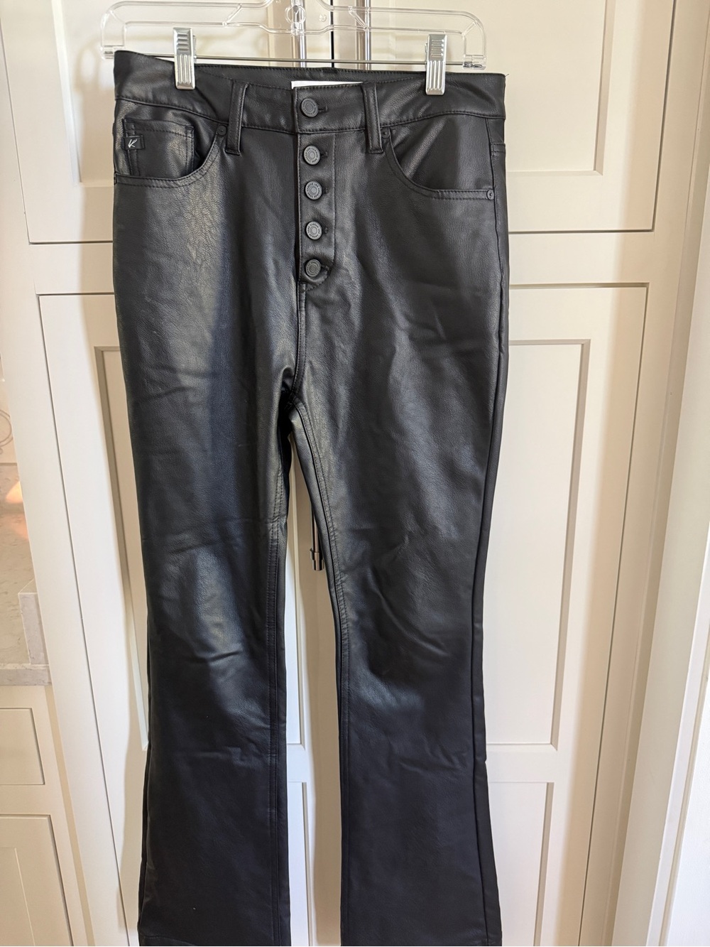 KanCan Black Faux Leather Flare Jeans
